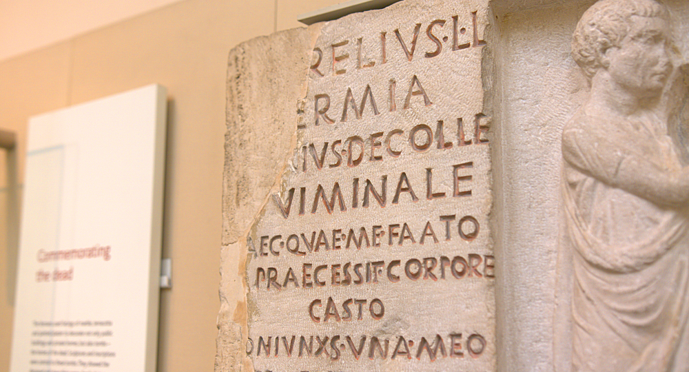 Detail of the left side of the inscription